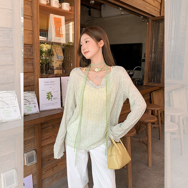 Ice Silk Thin Summer Long-sleeve T-shirt For Women