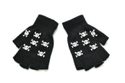 Warm Knitted Half Finger Gloves Halloween Luminous Skull