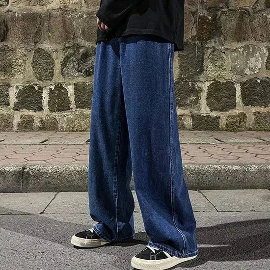 2025 New Streetwear Loose Jeans Men Korean Style Fashion Loose Straight Wide Leg Pants Men&