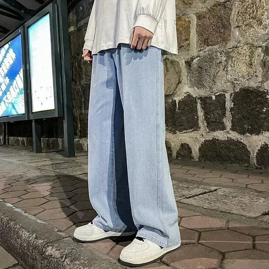 2025 New Streetwear Loose Jeans Men Korean Style Fashion Loose Straight Wide Leg Pants Men&