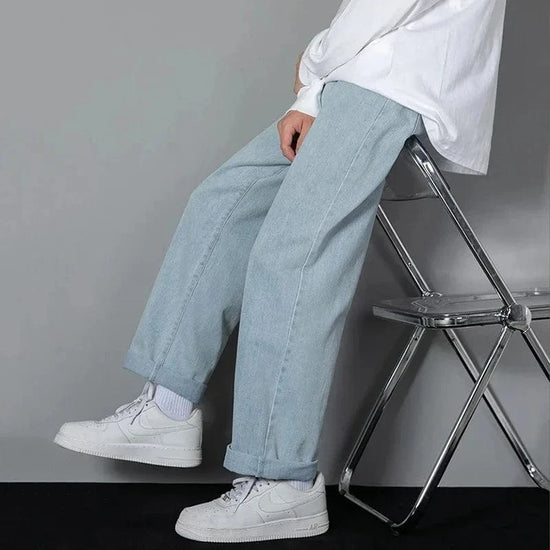 Classic Man Straight Denim Wide-leg Pants 2025 New Korean Men&