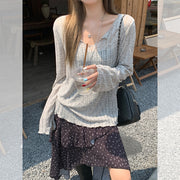 Ice Silk Thin Summer Long-sleeve T-shirt For Women