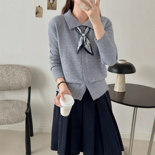 Lazy Fashion Lapel Scarf Sweater