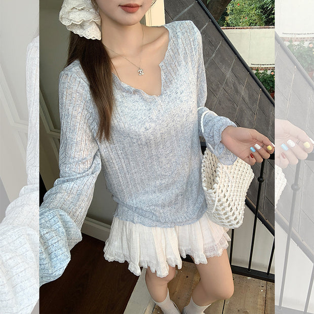 Ice Silk Thin Summer Long-sleeve T-shirt For Women